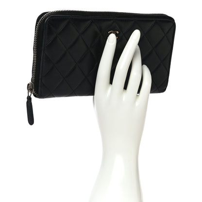 Chanel Lambskin Quilted Large Gusset Zip Around Wallet Black 2 of 12