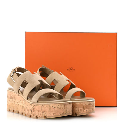 Saint Laurent Suede Goatskin Cork Havana 30 Sandals 40 Beige Argile 10 of 10
