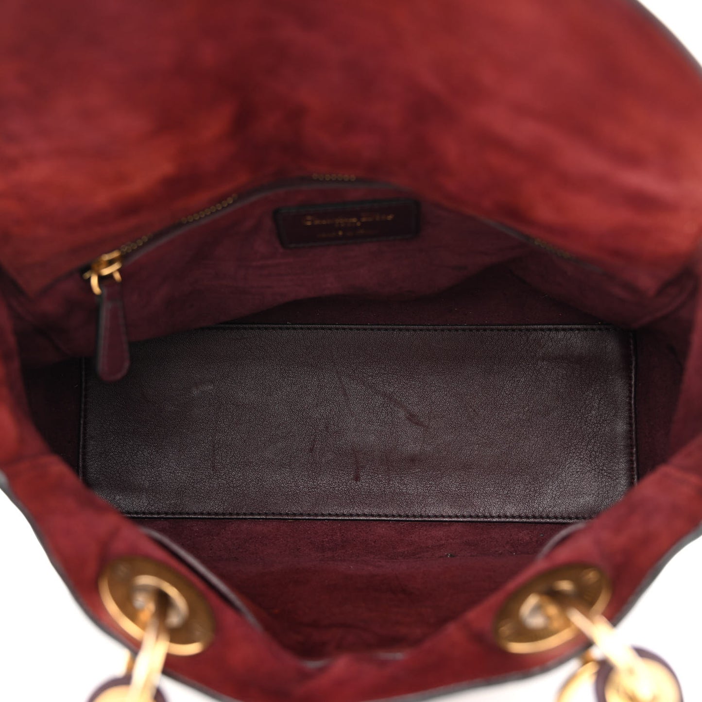 Calfskin Cannage Studded Medium Supple Lady Dior Deep Amaranth