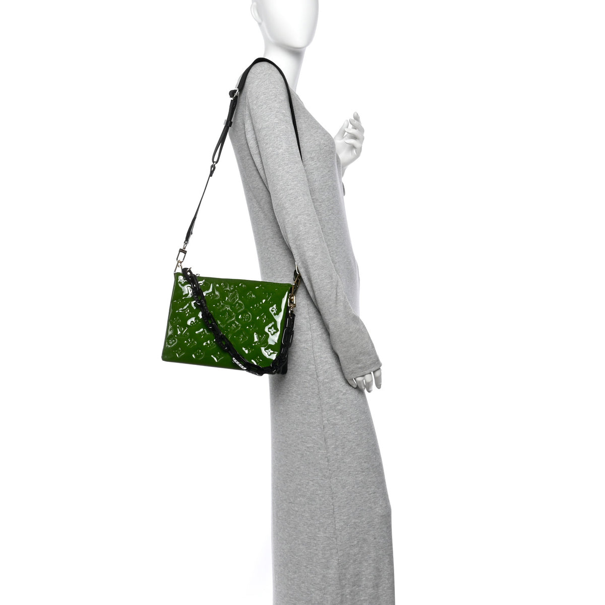 Louis Vuitton Patent Embossed Monogram Coussin PM Green Black 2 of 10