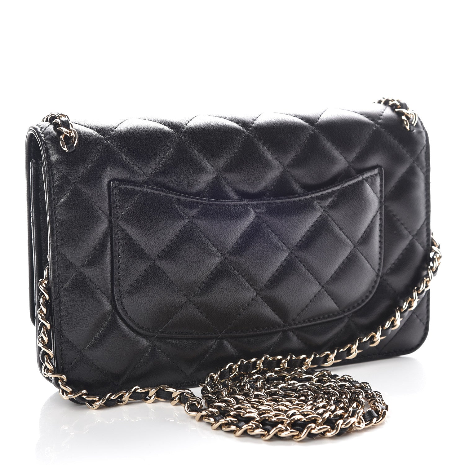 Chanel Lambskin Quilted Chain Around Wallet On Chain WOC Black 3 of 11