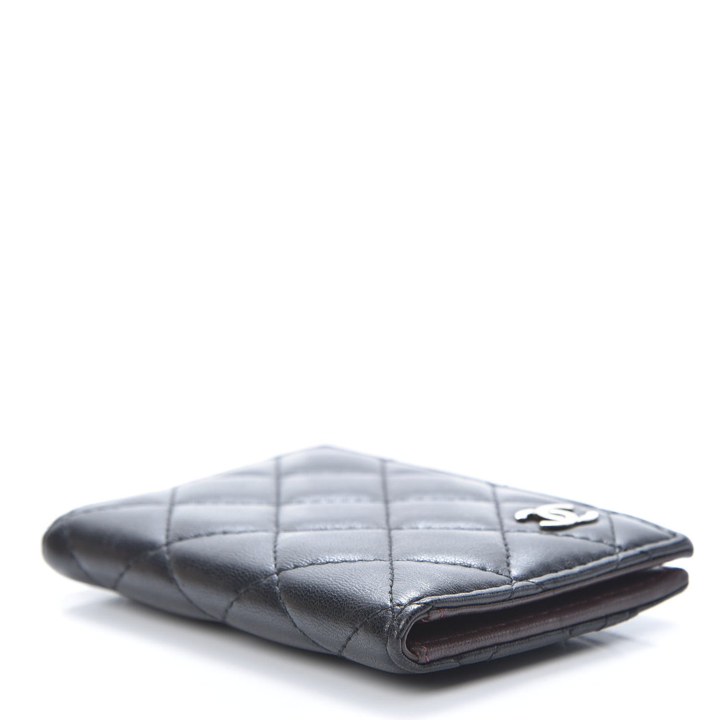 Lambskin Quilted Card Holder Wallet Black