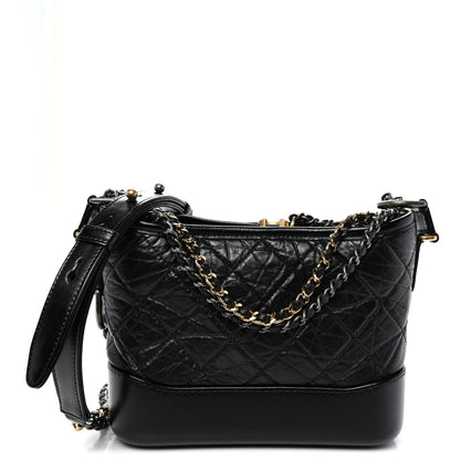 Chanel Aged Calfskin Quilted Small Gabrielle Hobo Black 1 of 11