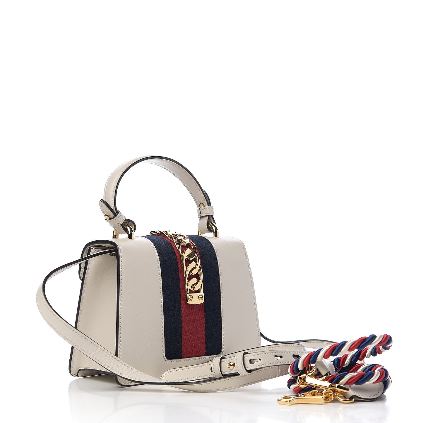 Calfskin Mini Sylvie Top Handle Bag White