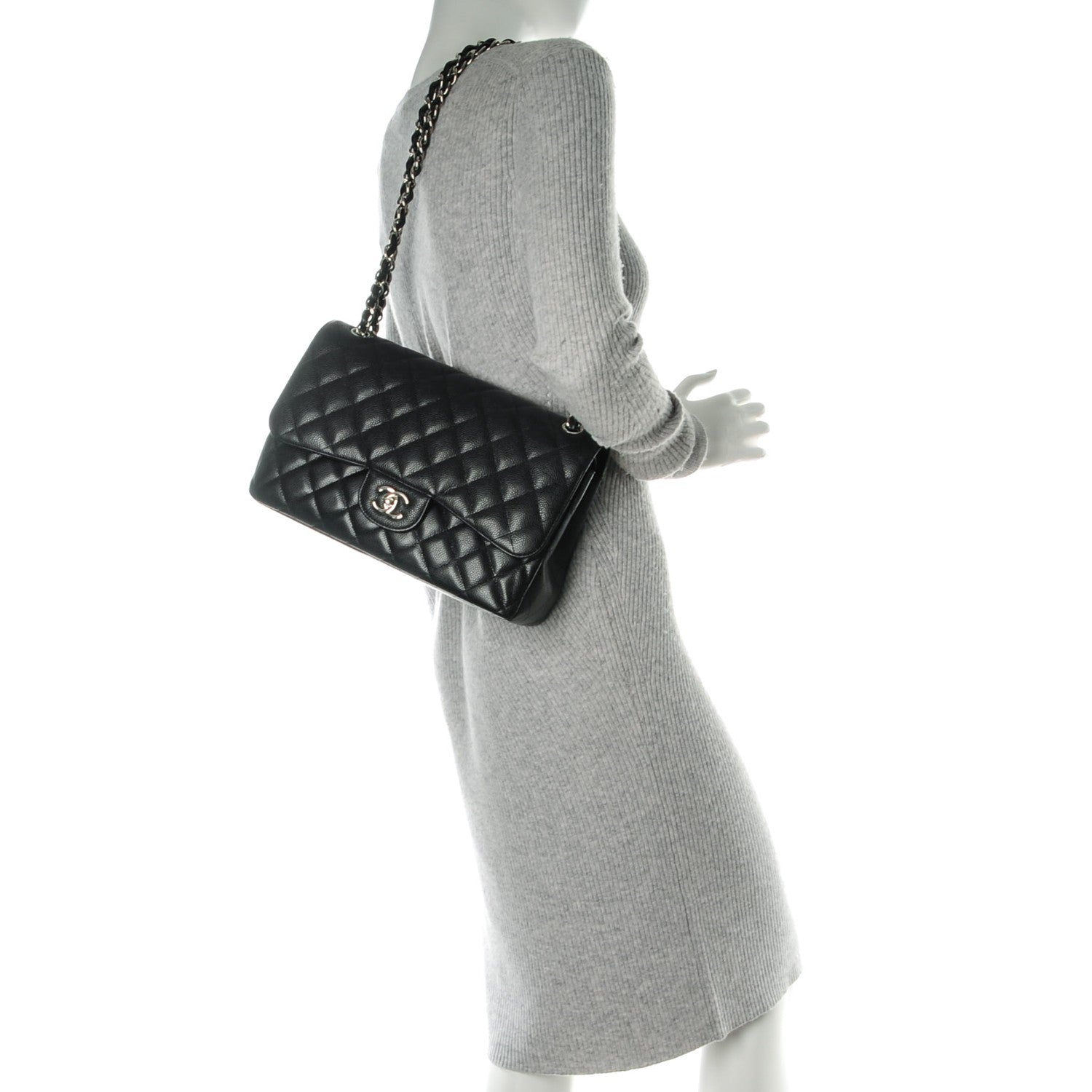 Chanel Caviar Quilted Jumbo Double Flap Black 2 of 8