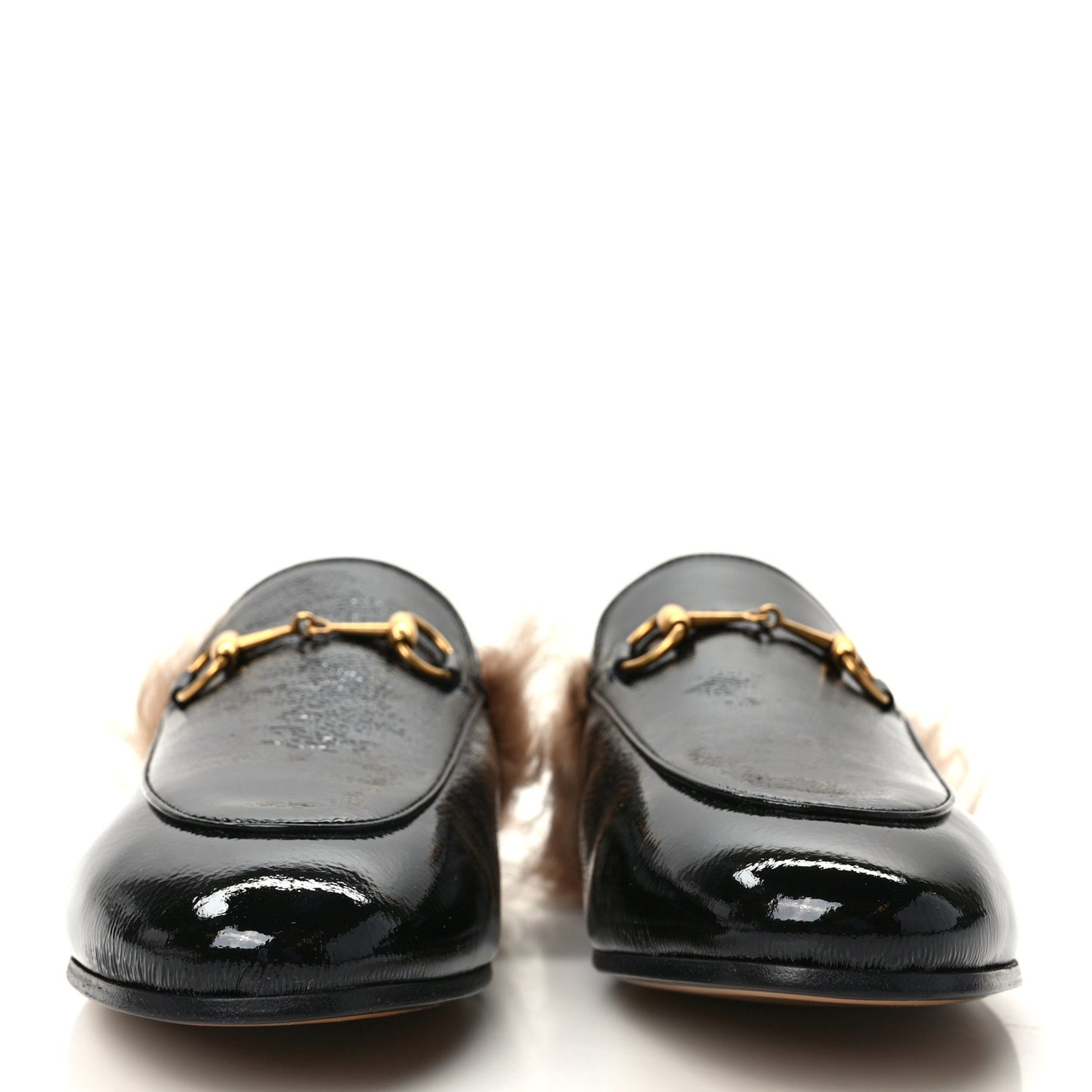 Patent Fur Womens Princetown Slippers 39.5 Black
