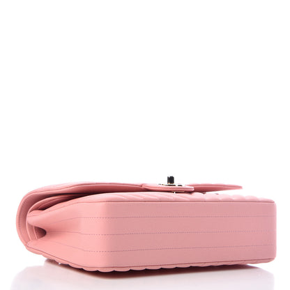Chanel Caviar Chevron Quilted Medium Double Flap Pink 5 of 9