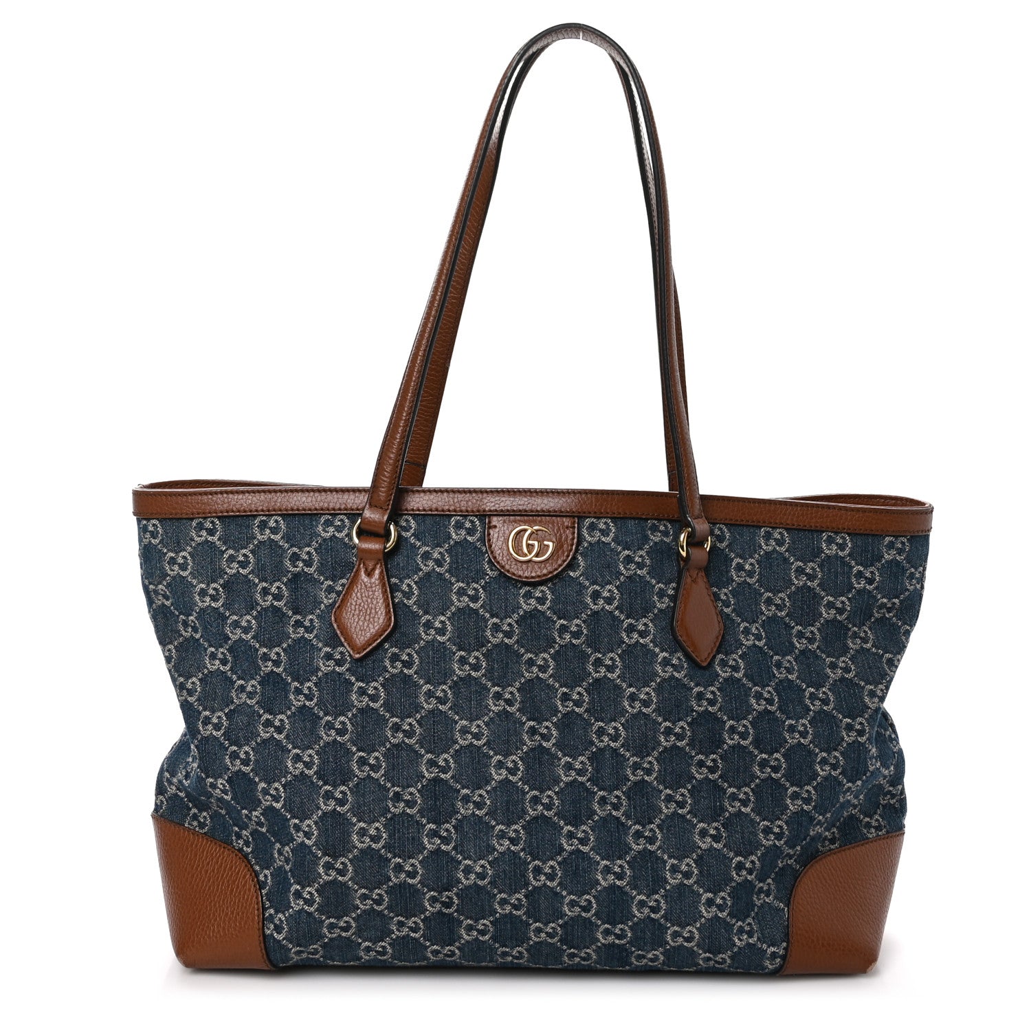 Gucci New Denim GG Monogram Medium Ophidia Shopping Tote Blue Tea Cuir 1 of 13