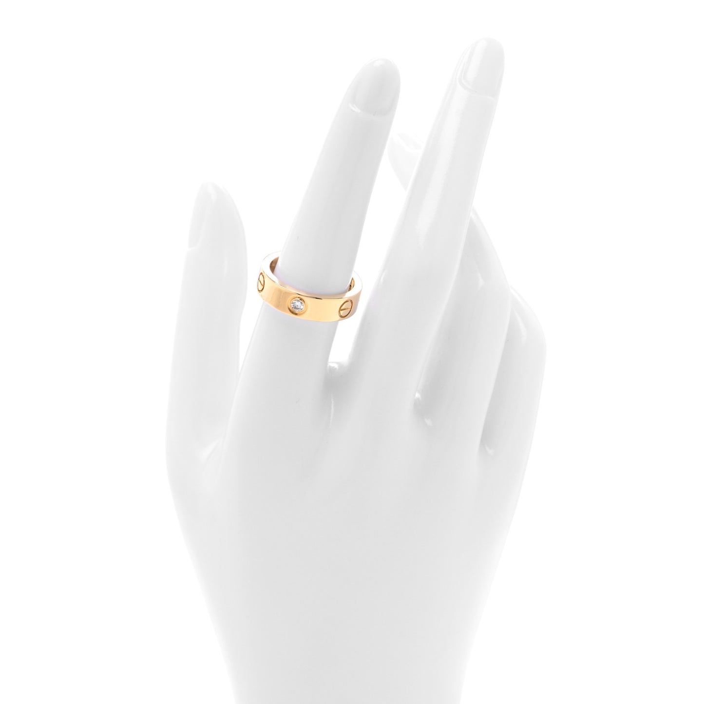 18K Yellow Gold 3 Diamond 5.5mm LOVE Ring 55 7.25