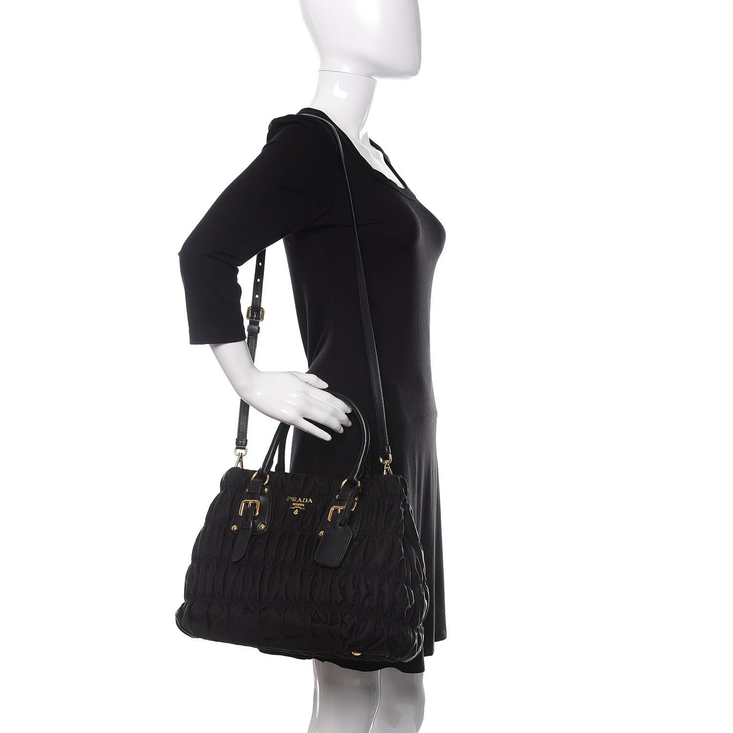 Tessuto Nylon Gaufre Tote Black