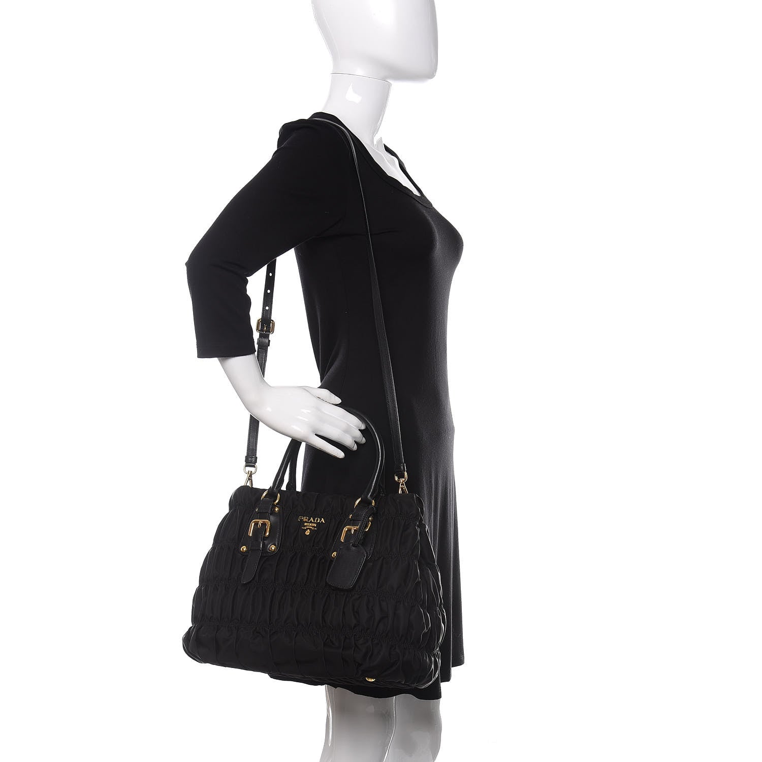 Prada Tessuto Nylon Gaufre Tote Black 2 of 9