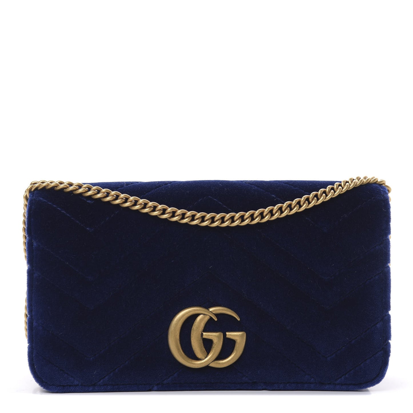 Velvet Matelasse GG Marmont Mini Bag Cobalt Blue