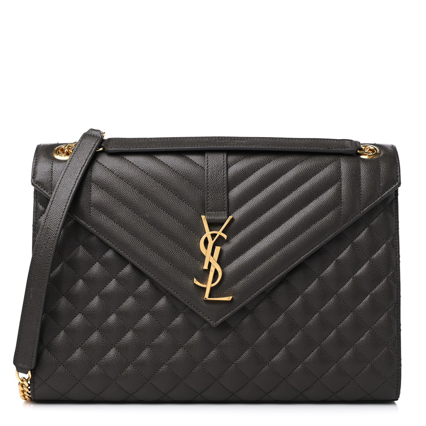 Grain De Poudre Textured Mixed Matelasse Large Triquilt Monogram Satchel Pebble