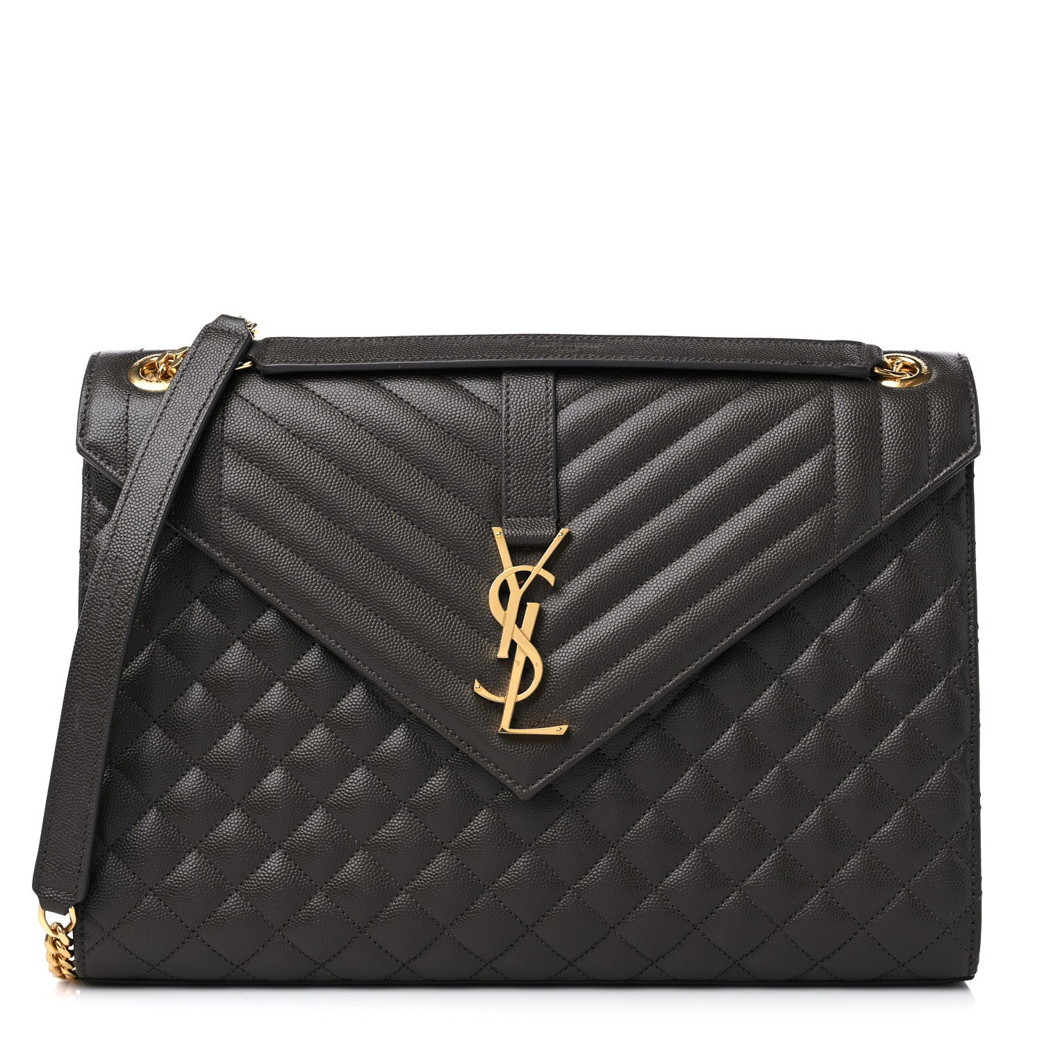 Saint Laurent Grain De Poudre Textured Mixed Matelasse Large Triquilt Monogram Satchel Pebble 1 of 14