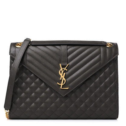 Saint Laurent Grain De Poudre Textured Mixed Matelasse Large Triquilt Monogram Satchel Pebble 1 of 14