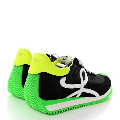 Loewe Suede Nylon Womens Flow Runner Sneakers 41 Black Neon Green 4 of 14