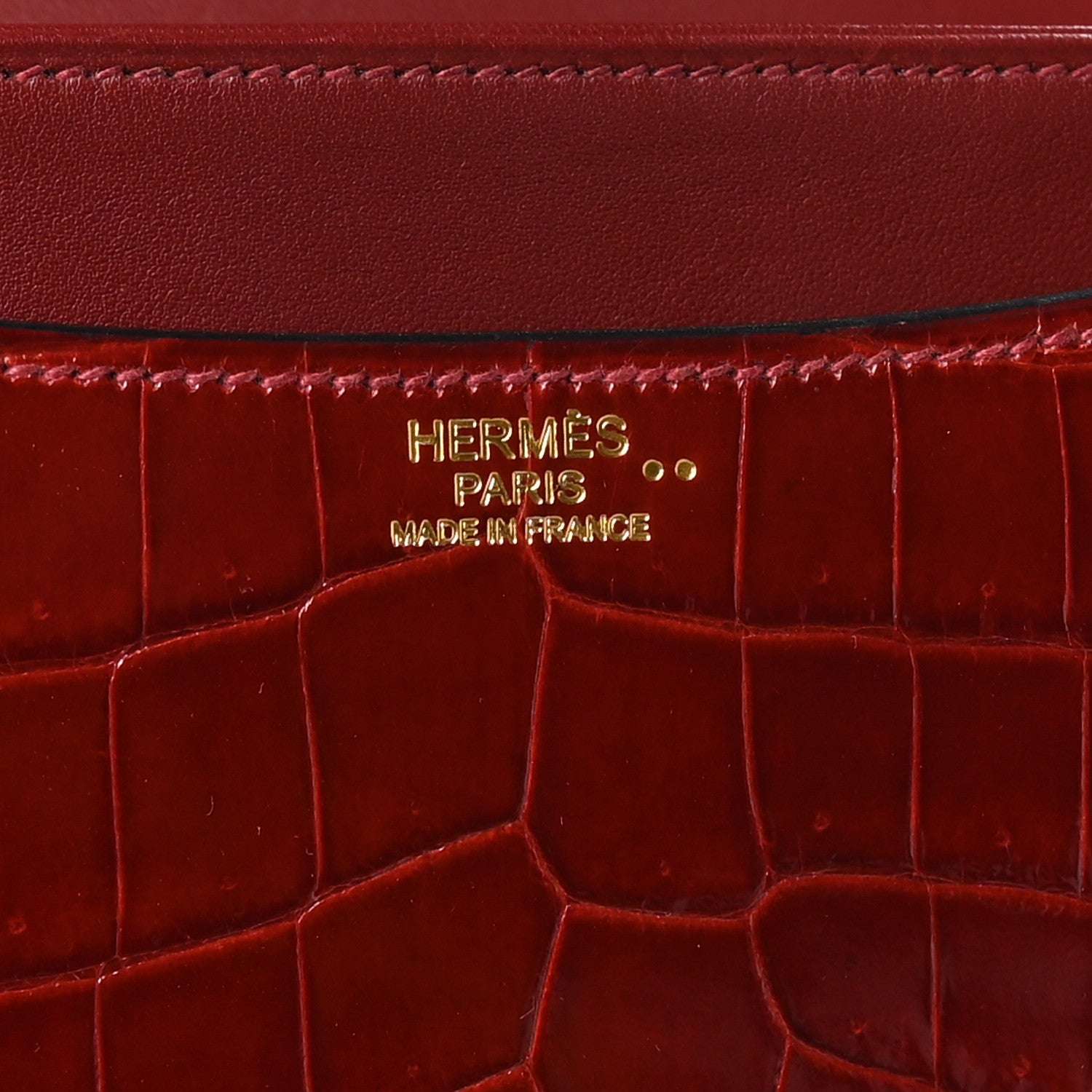Hermes Shiny Niloticus Crocodile Lizard Marquette Constance 24 Rouge H 6 of 10
