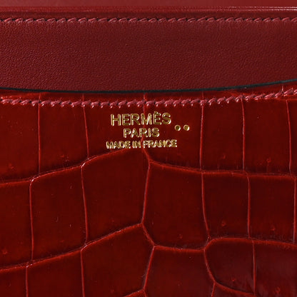Hermes Shiny Niloticus Crocodile Lizard Marquette Constance 24 Rouge H 6 of 10