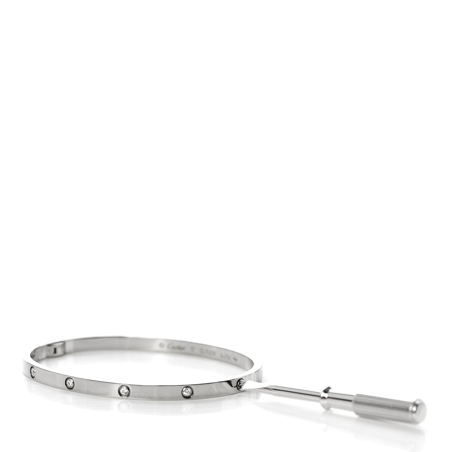 Cartier 18K White Gold 10 Diamond Small LOVE Bracelet 17 5 of 5