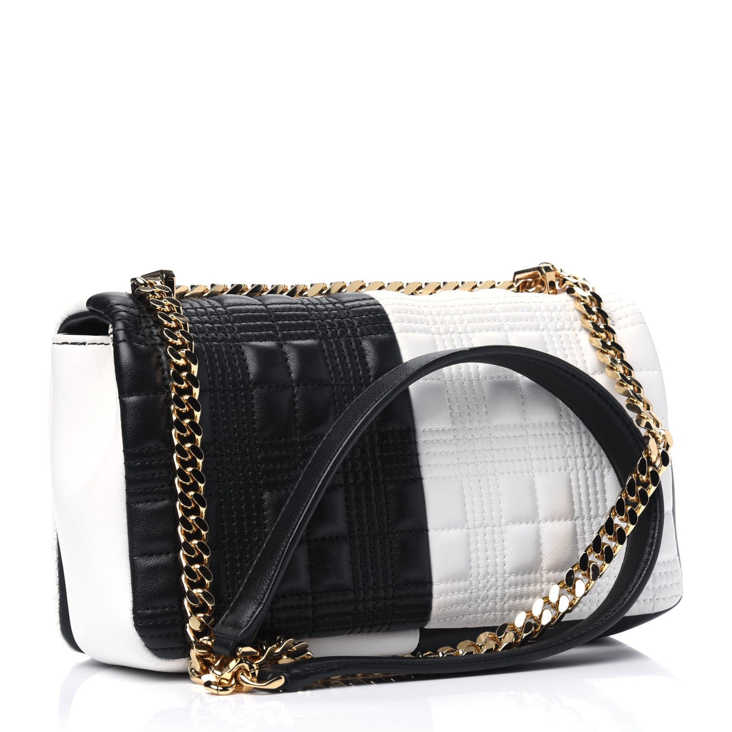 Lambskin Quilted Small Lola Bag White Black