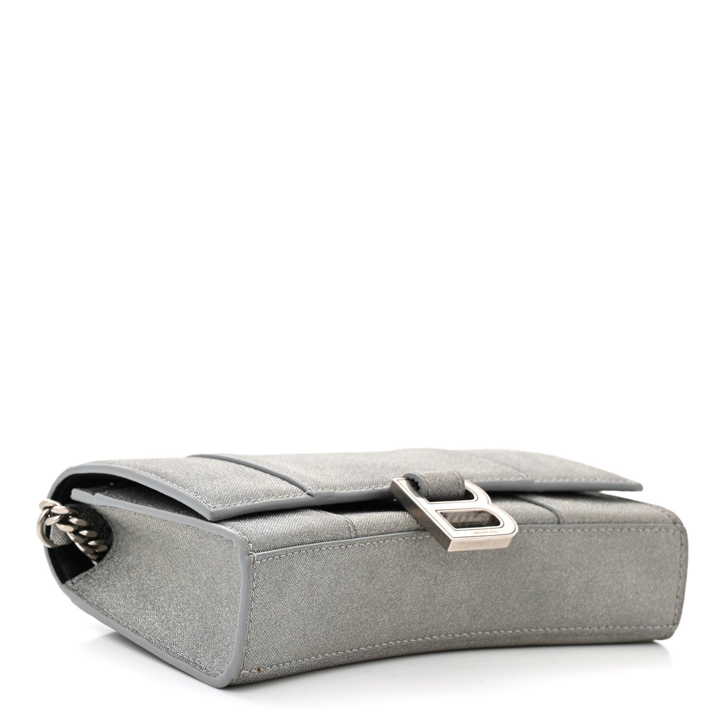 Glitter Fabric Hourglass Chain Bag Grey