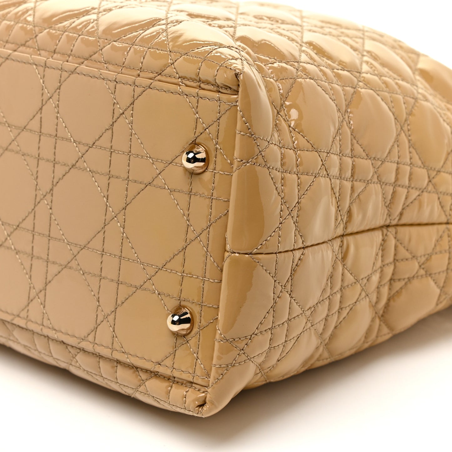 Patent Cannage Dior Tote Beige