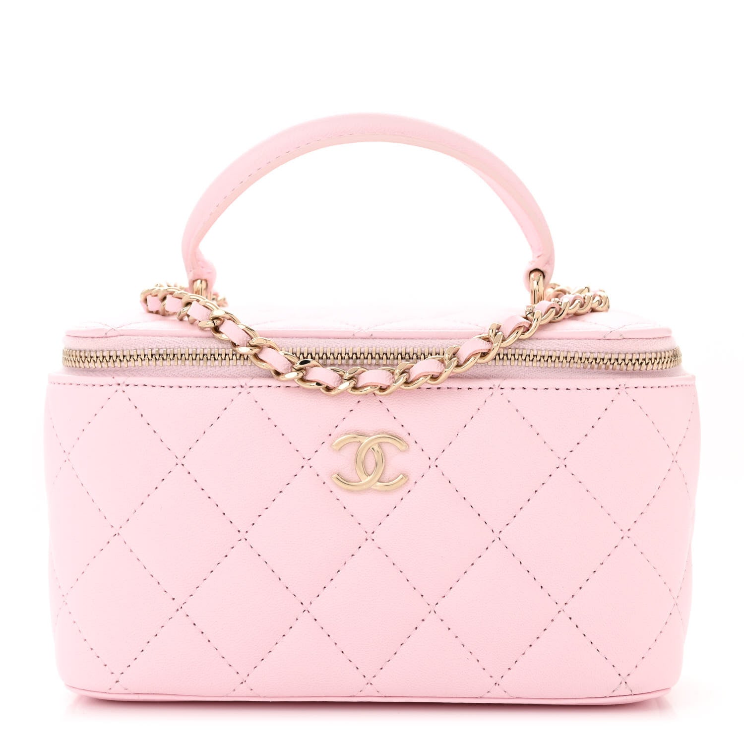 Chanel Lambskin Quilted Small Top Handle Vanity Case With Chain Light Pink Light Pink 1 of 11