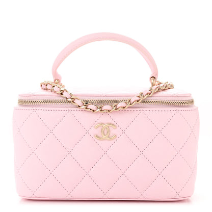 Chanel Lambskin Quilted Small Top Handle Vanity Case With Chain Light Pink Light Pink 1 of 11