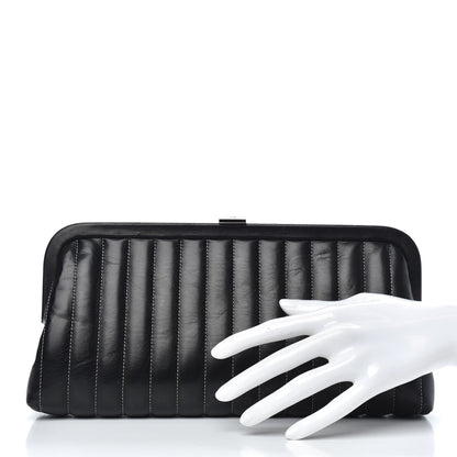 Chanel Lambskin Vertical Quilted Mademoiselle Clutch Black 2 of 10