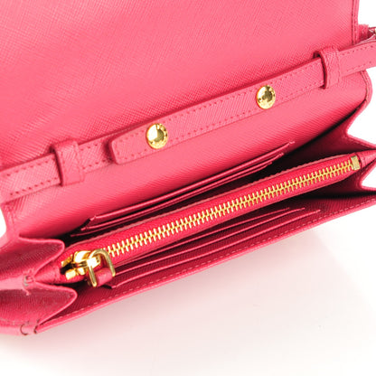 Prada Saffiano Metal Mini Crossbody Wallet Peonia 7 of 8