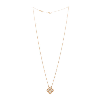 Van Cleef & Arpels 18K Rose Gold Diamond Vintage Alhambra Pendant Necklace 3 of 6