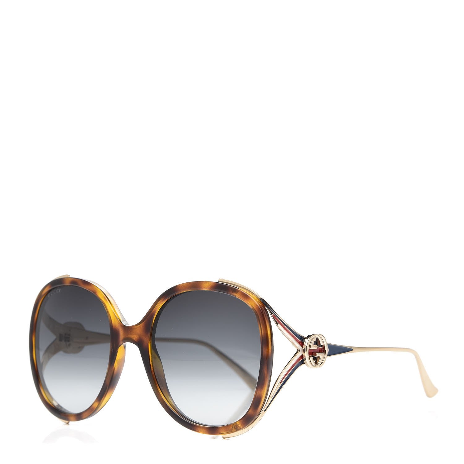 Gucci Round Frame Injected GG0226S Sunglasses Tortoise 1 of 8