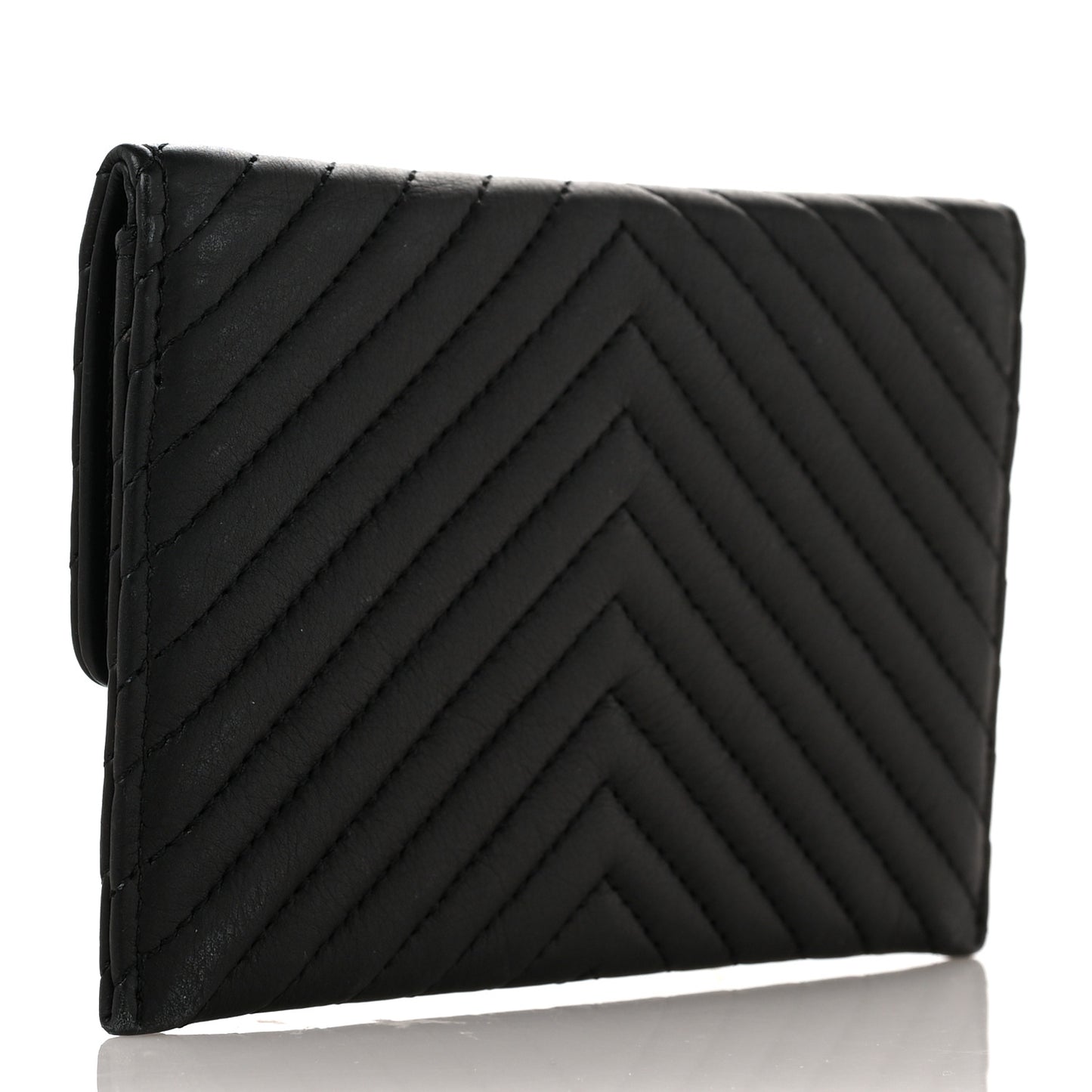 Sheepskin Chevron Card Holder Wallet Black