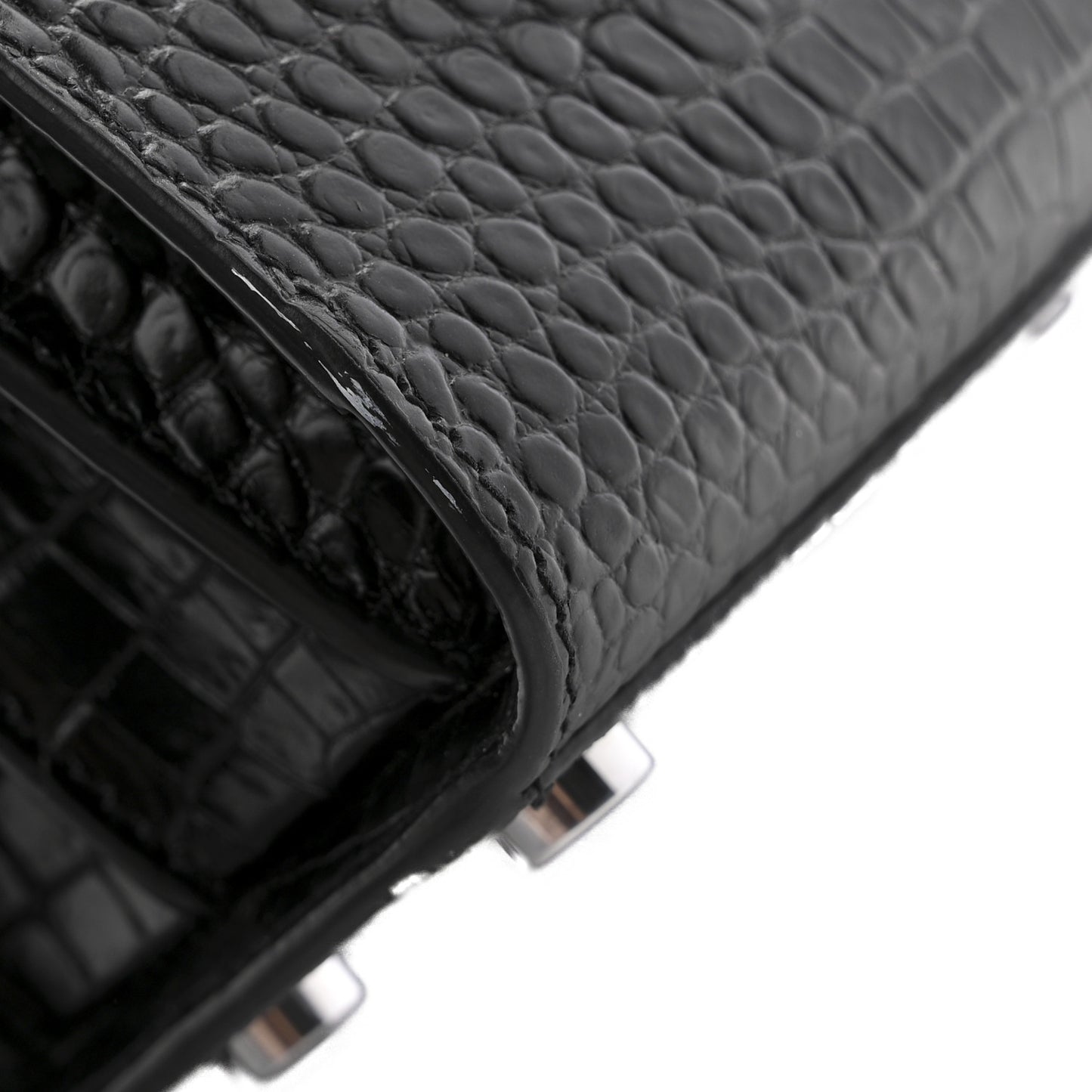 Calfskin Crocodile Embossed Nano Sac De Jour Black