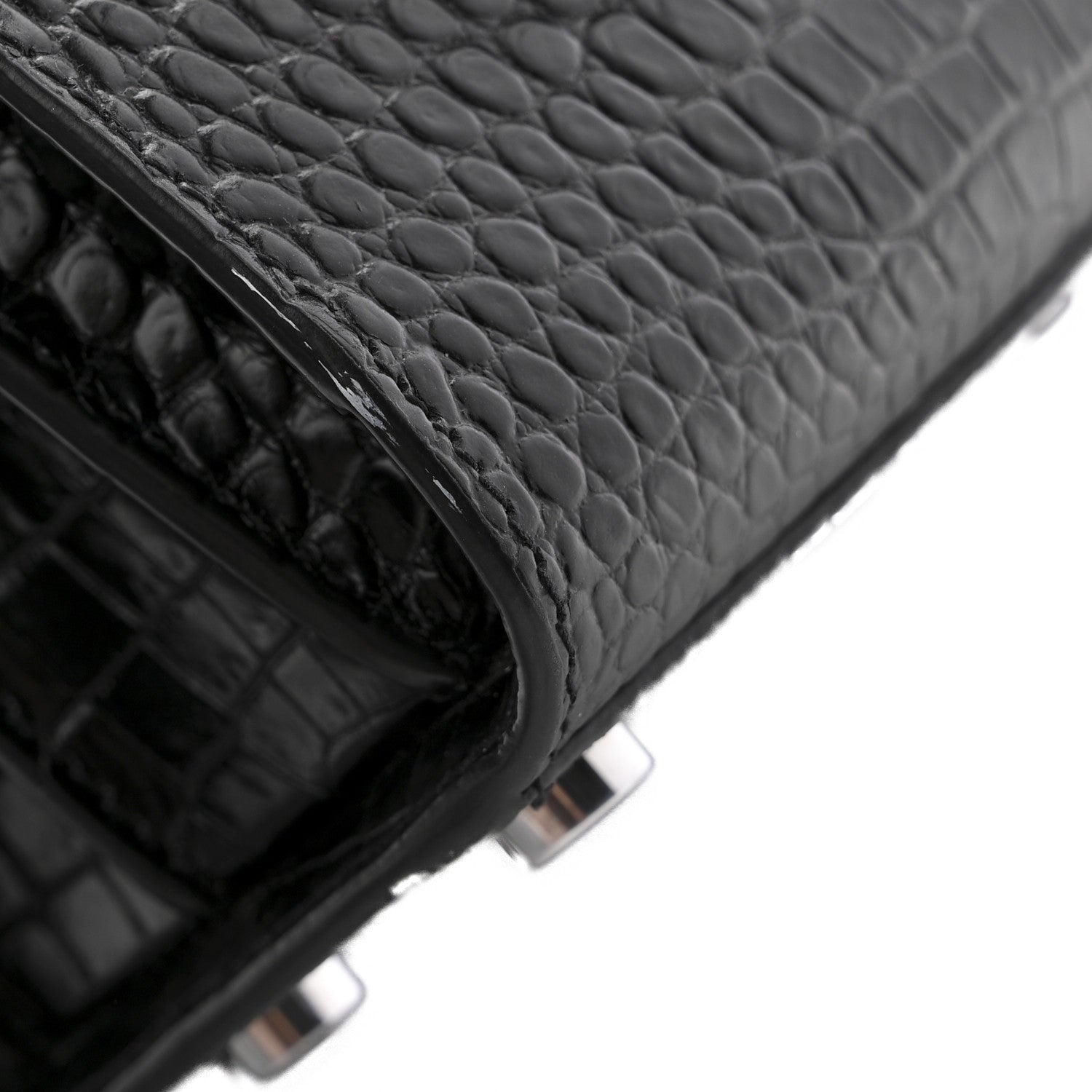Saint Laurent Calfskin Crocodile Embossed Nano Sac De Jour Black 12 of 12