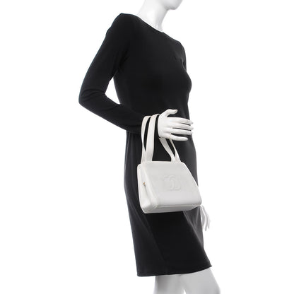 Chanel Caviar CC Frame Top Handle Bag White 2 of 13