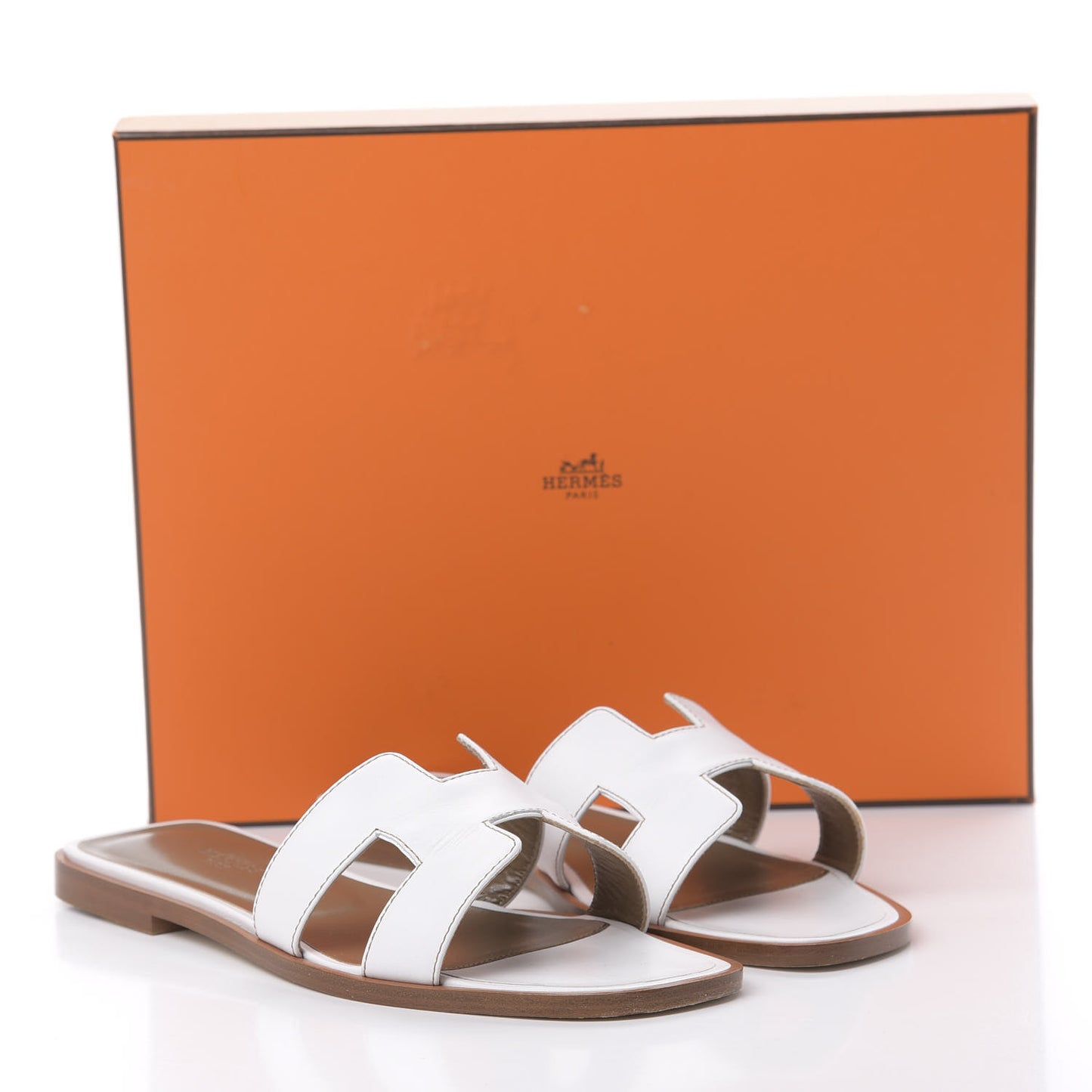 Box Calfskin Oran Sandals 37 White