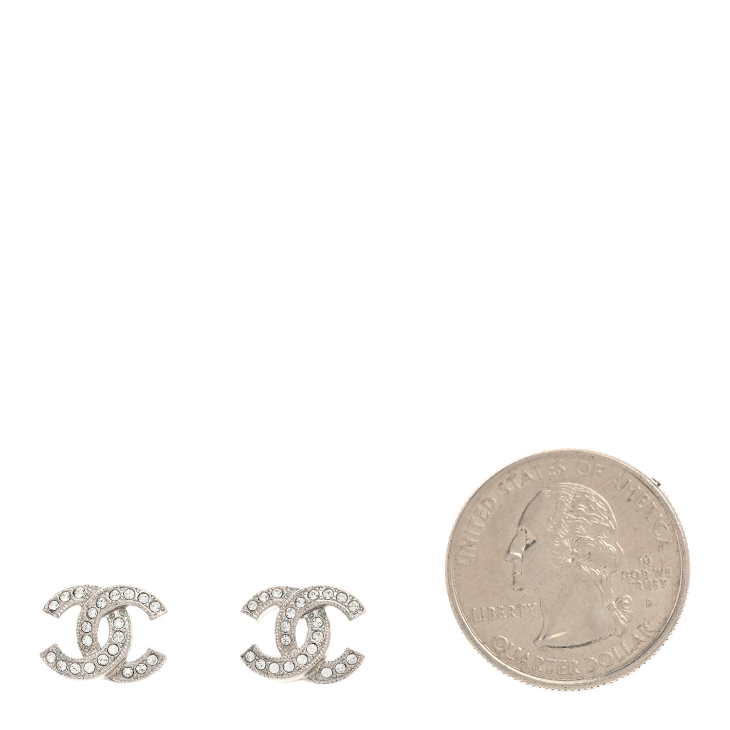 Chanel Crystal Mini CC Earrings Silver 2 of 5