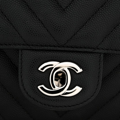 Chanel Caviar Chevron Quilted Mini Rectangular Flap Black 12 of 14