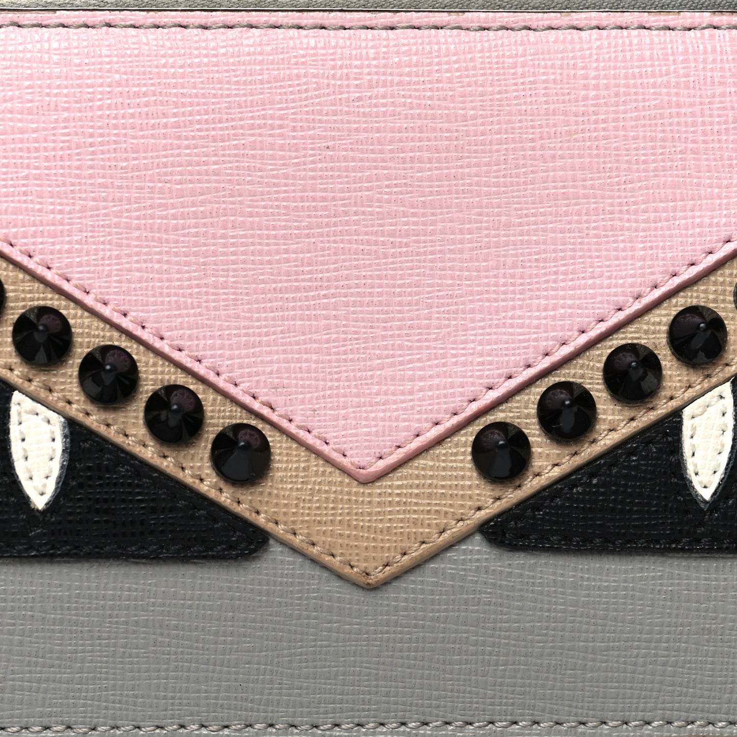 Vitello Elite Monster Eyes Studded Zip Pouch Ghiaccio Black Multicolor