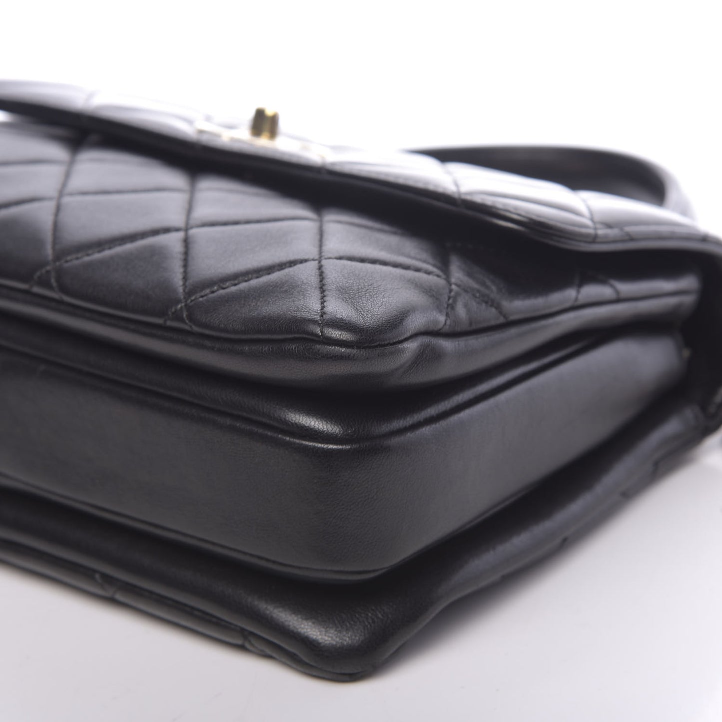 Lambskin Quilted Small Trendy CC Dual Handle Flap Bag Black