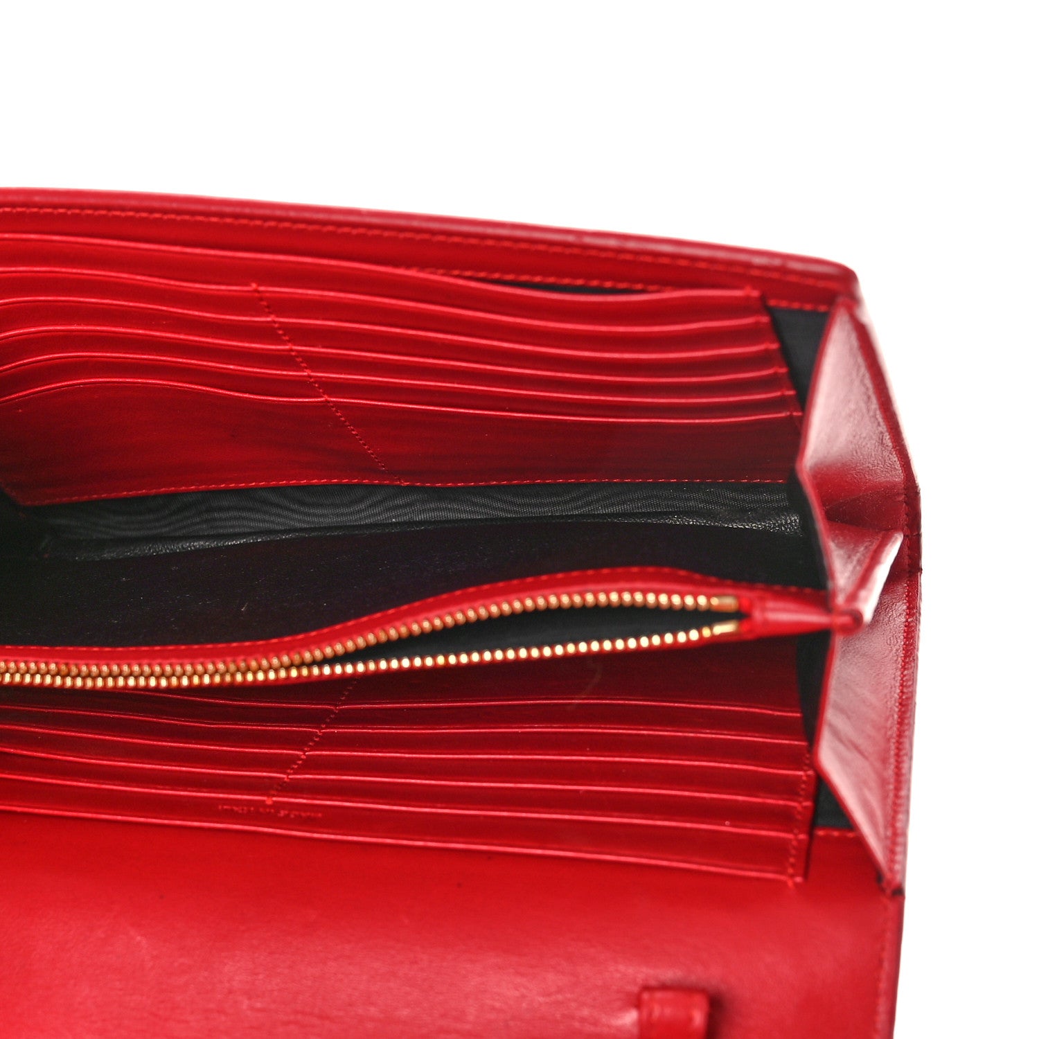 Saint Laurent Calfskin Crocodile Embossed Monogram Chain Wallet New Lipstick Red 5 of 13