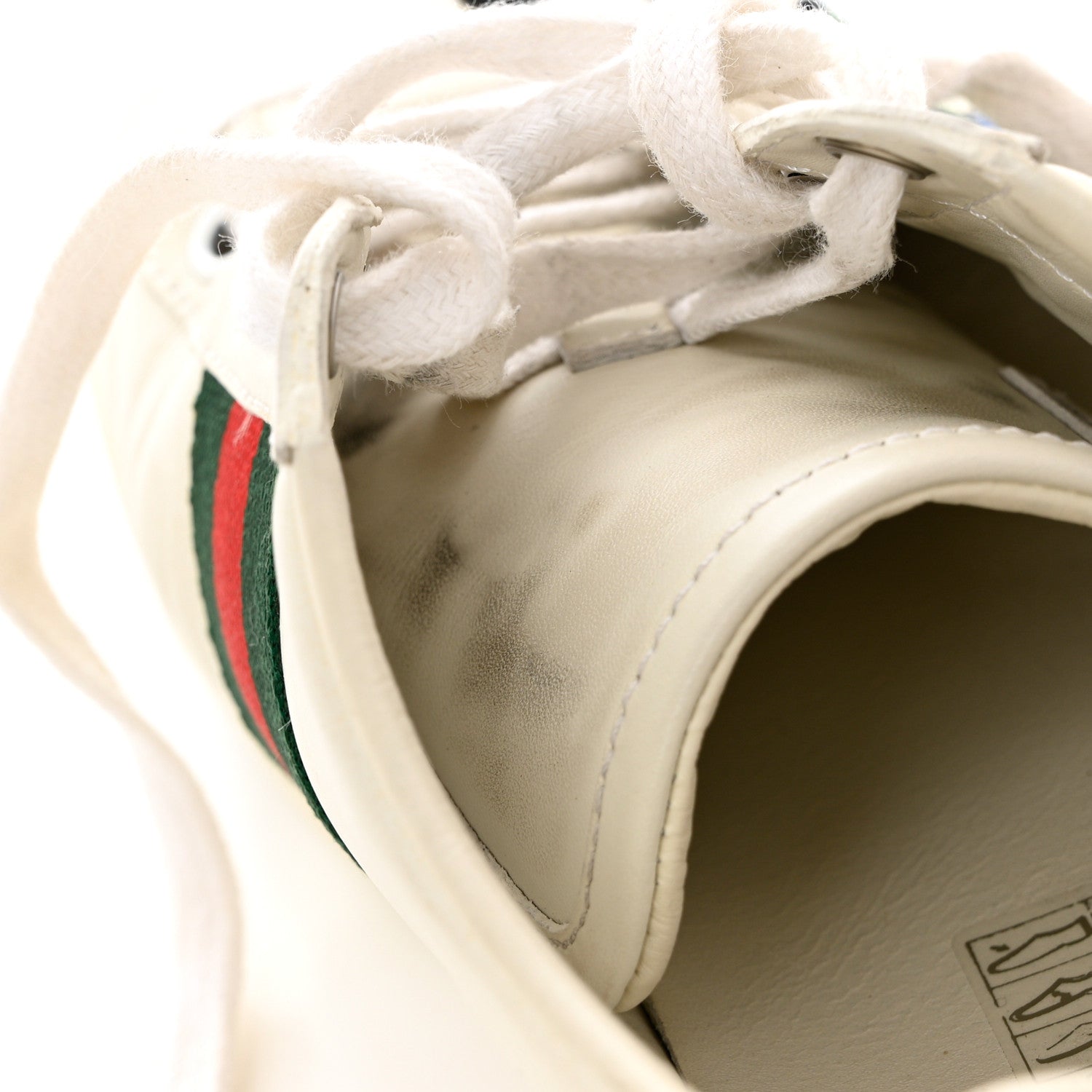 Gucci Calfskin Web Floral Embroidered Womens Ace Sneakers 36.5 White 9 of 11