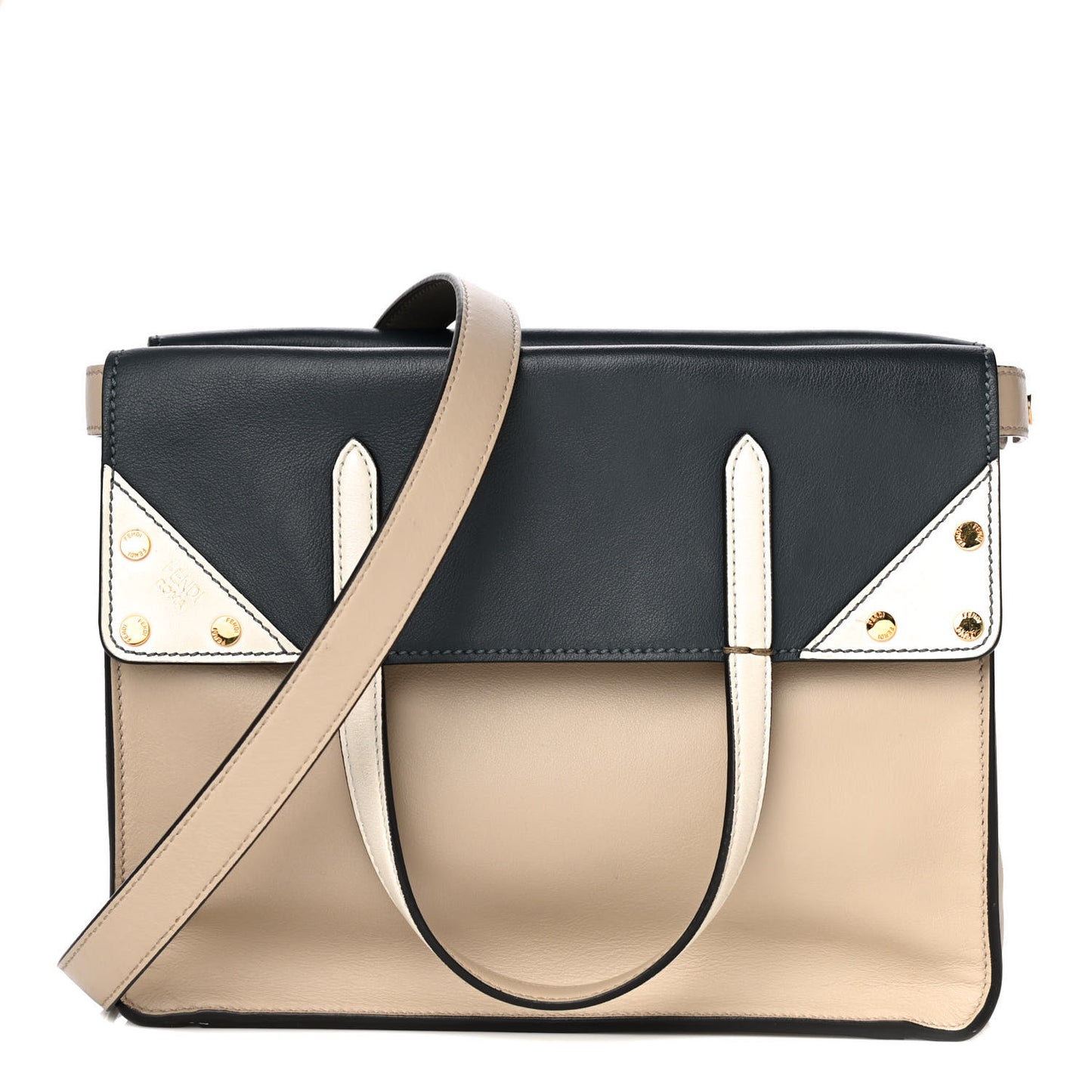 Vitello Grace FF 1974 Small Flip Tote Nuvola Notte Ice