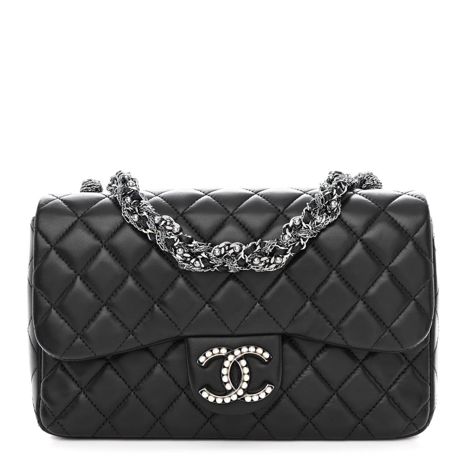 Chanel Lambskin Quilted Medium Westminster Pearl Flap Black 1 of 10