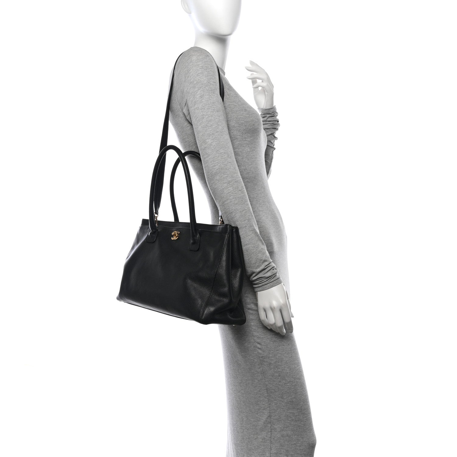 Chanel Calfskin Cerf Executive Shopper Tote Black 2 of 15