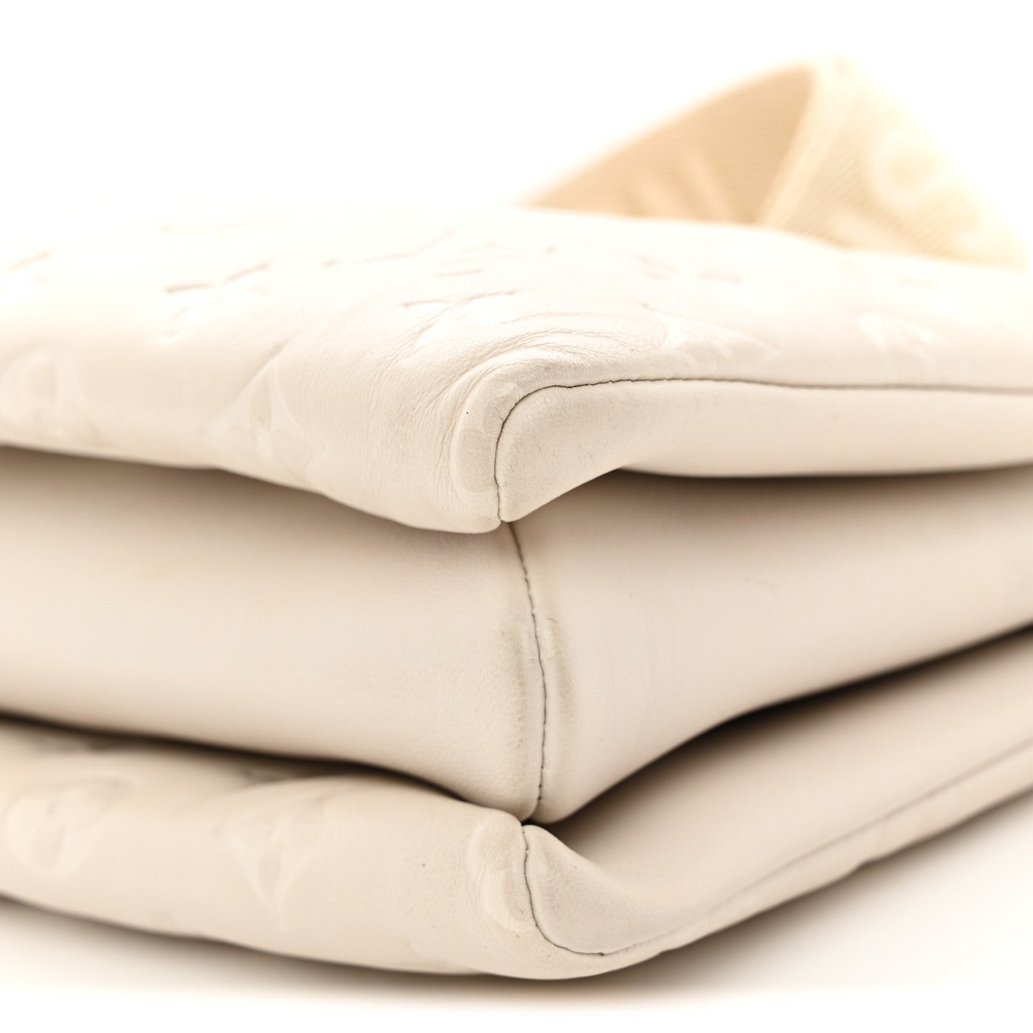Louis Vuitton Lambskin Embossed Monogram Coussin PM Beige Cream