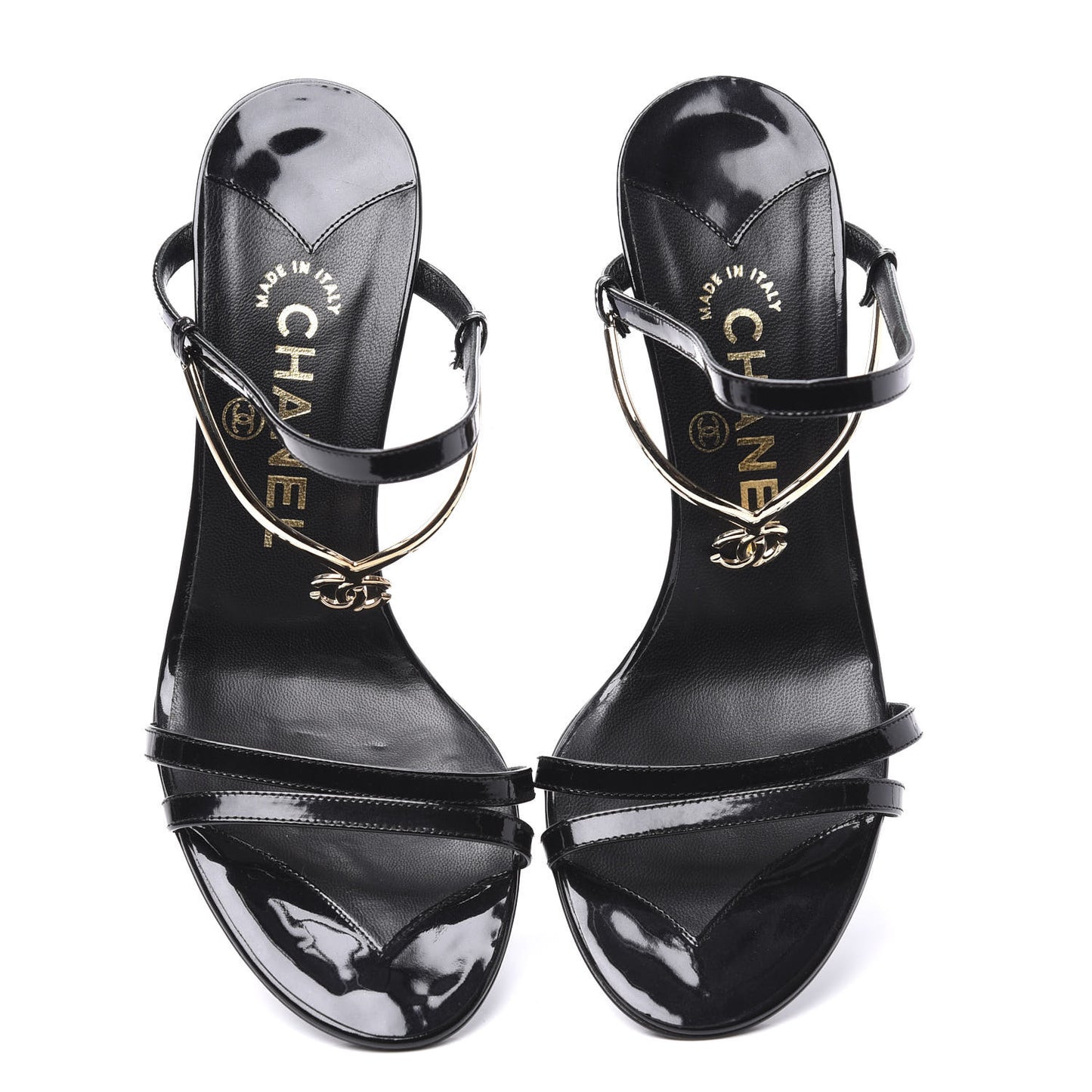 Patent CC Sandals 37 Black Gold