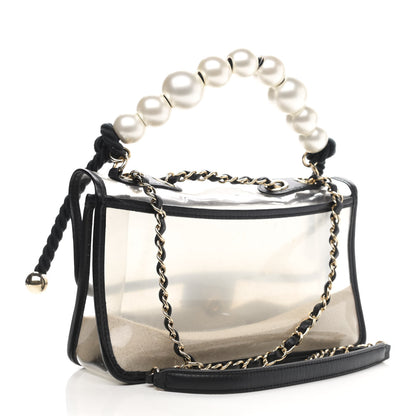Chanel Lambskin PVC Sand By The Sea Flap With Pearl Strap Black 3 of 10