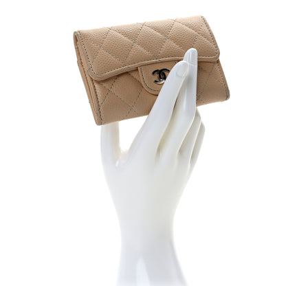 Chanel Caviar Quilted Flap Card Holder Wallet Beige 2 of 8